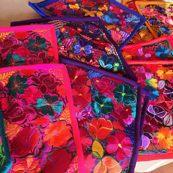 Set of Beautiful Embroidered Floral Mexican Sofa pillow cover1 1/2 ft x 1 1/2 ft - Picture 2 of 2